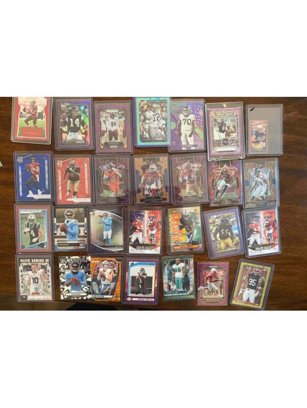 28 Card NFL Football Lot – 15 Numbered – Cam Ward Bo Nix Roquan RCs